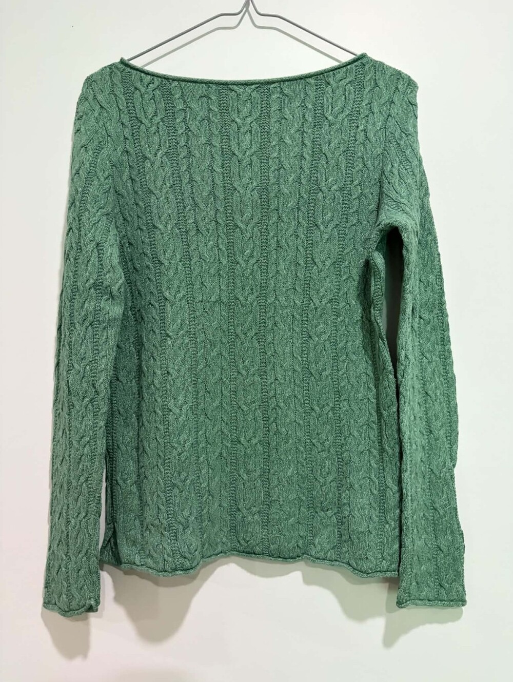 Lauren Ralph Lauren Green Off-the-Shoulder Cable Knit Sweater